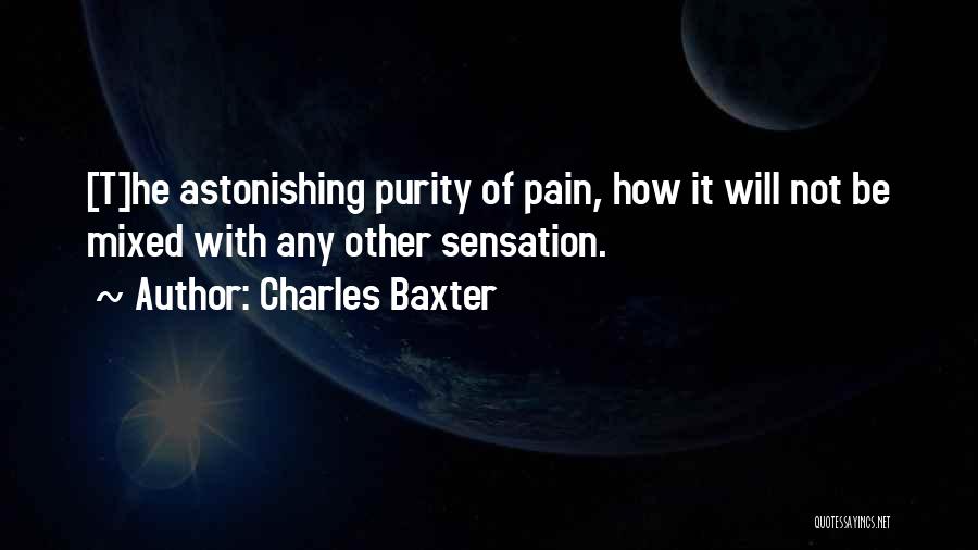 Charles Baxter Quotes: [t]he Astonishing Purity Of Pain, How It Will Not Be Mixed With Any Other Sensation.