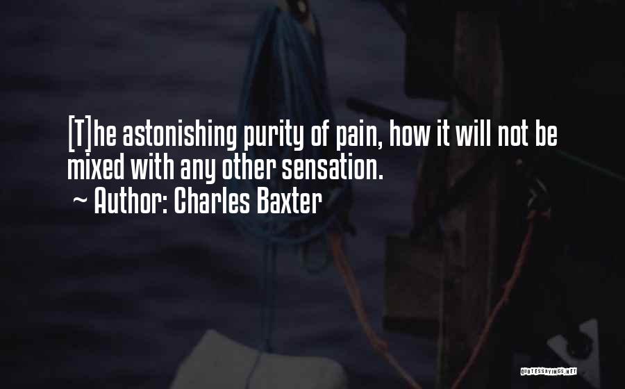 Charles Baxter Quotes: [t]he Astonishing Purity Of Pain, How It Will Not Be Mixed With Any Other Sensation.