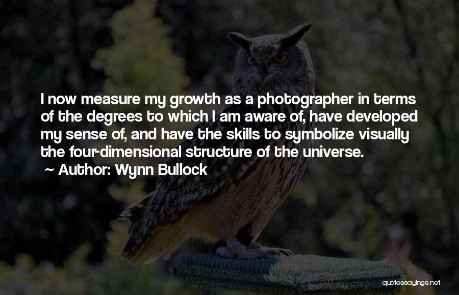 Wynn Bullock Quotes: I Now Measure My Growth As A Photographer In Terms Of The Degrees To Which I Am Aware Of, Have