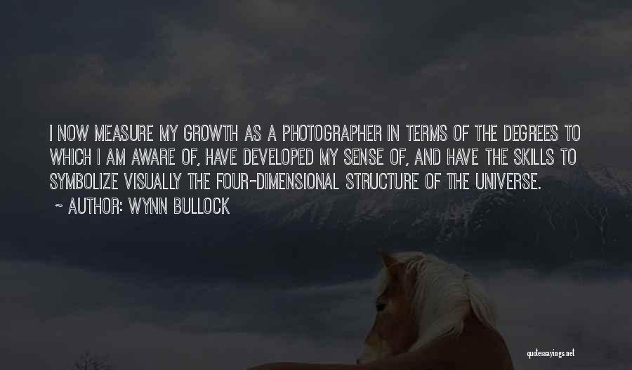 Wynn Bullock Quotes: I Now Measure My Growth As A Photographer In Terms Of The Degrees To Which I Am Aware Of, Have