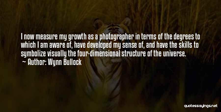 Wynn Bullock Quotes: I Now Measure My Growth As A Photographer In Terms Of The Degrees To Which I Am Aware Of, Have