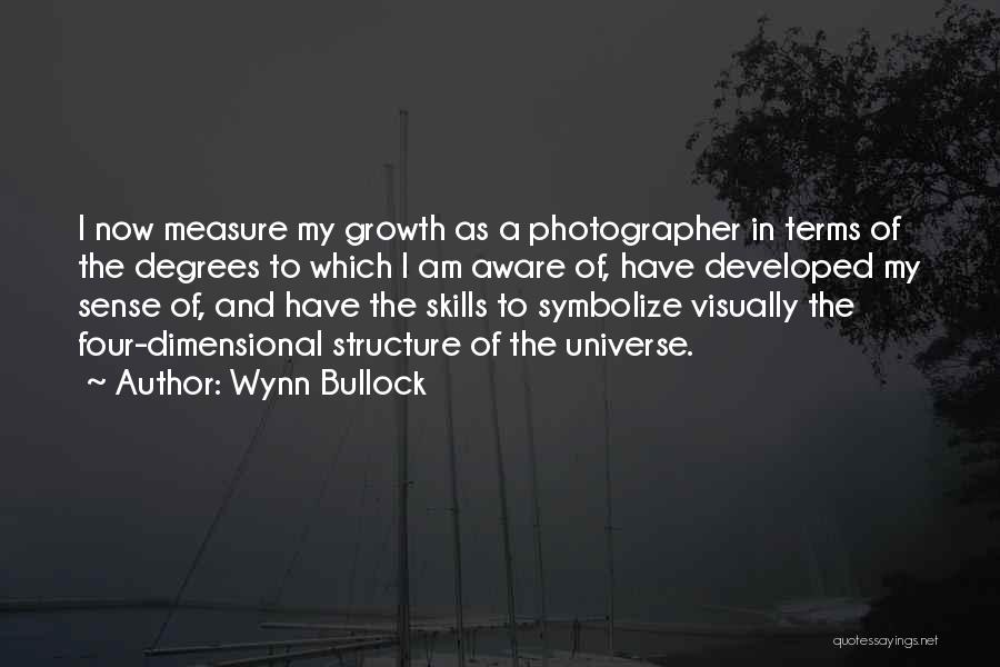 Wynn Bullock Quotes: I Now Measure My Growth As A Photographer In Terms Of The Degrees To Which I Am Aware Of, Have