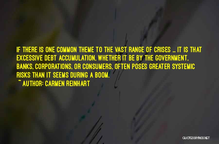 Carmen Reinhart Quotes: If There Is One Common Theme To The Vast Range Of Crises ... It Is That Excessive Debt Accumulation, Whether