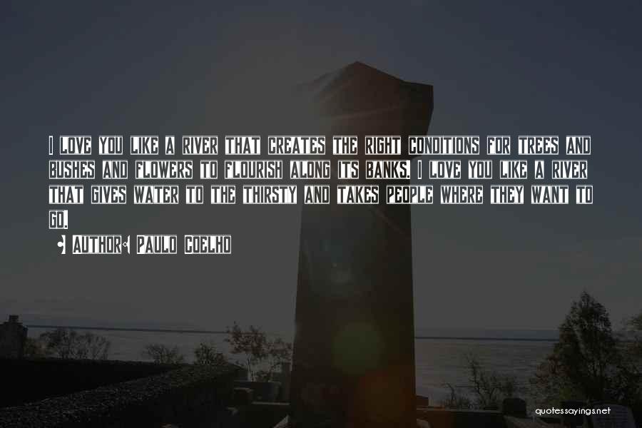 Paulo Coelho Quotes: I Love You Like A River That Creates The Right Conditions For Trees And Bushes And Flowers To Flourish Along