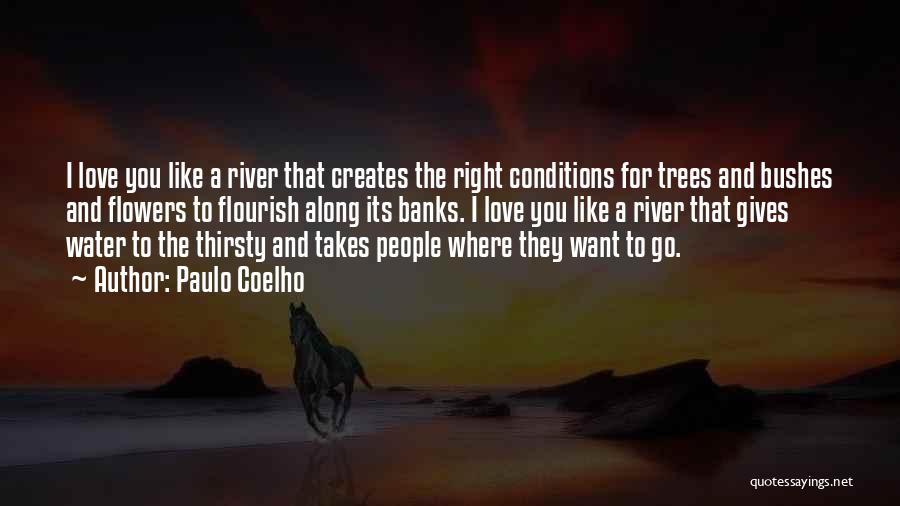 Paulo Coelho Quotes: I Love You Like A River That Creates The Right Conditions For Trees And Bushes And Flowers To Flourish Along