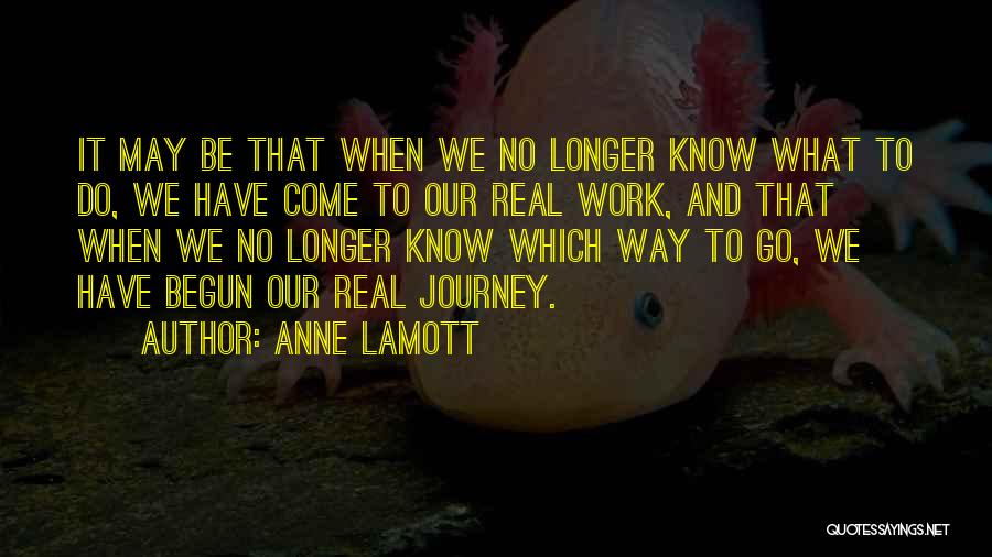 Anne Lamott Quotes: It May Be That When We No Longer Know What To Do, We Have Come To Our Real Work, And