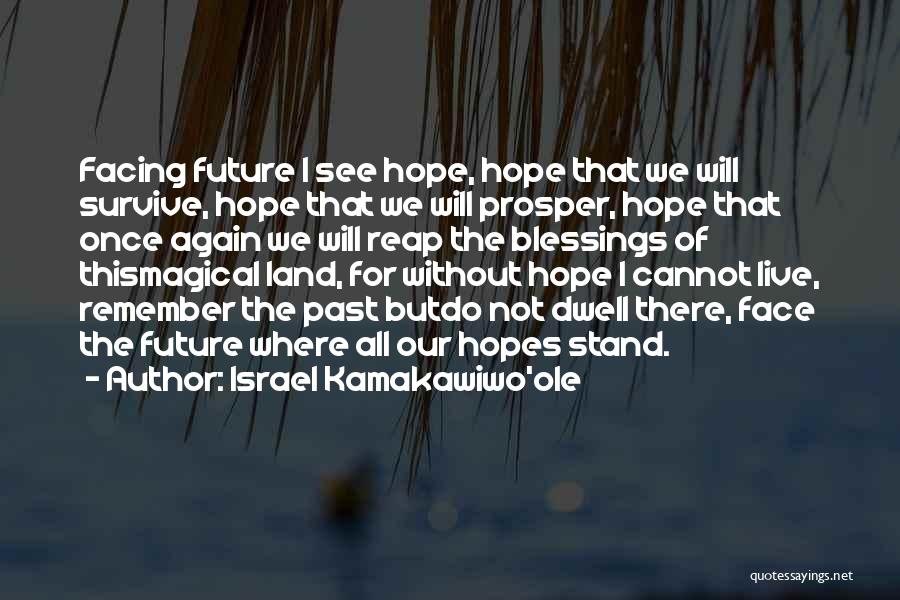 Israel Kamakawiwo'ole Quotes: Facing Future I See Hope, Hope That We Will Survive, Hope That We Will Prosper, Hope That Once Again We