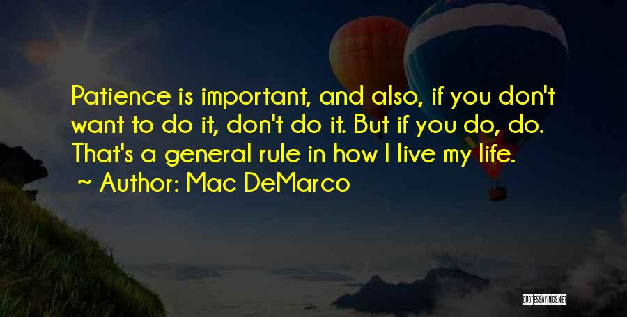 Mac DeMarco Quotes: Patience Is Important, And Also, If You Don't Want To Do It, Don't Do It. But If You Do, Do.