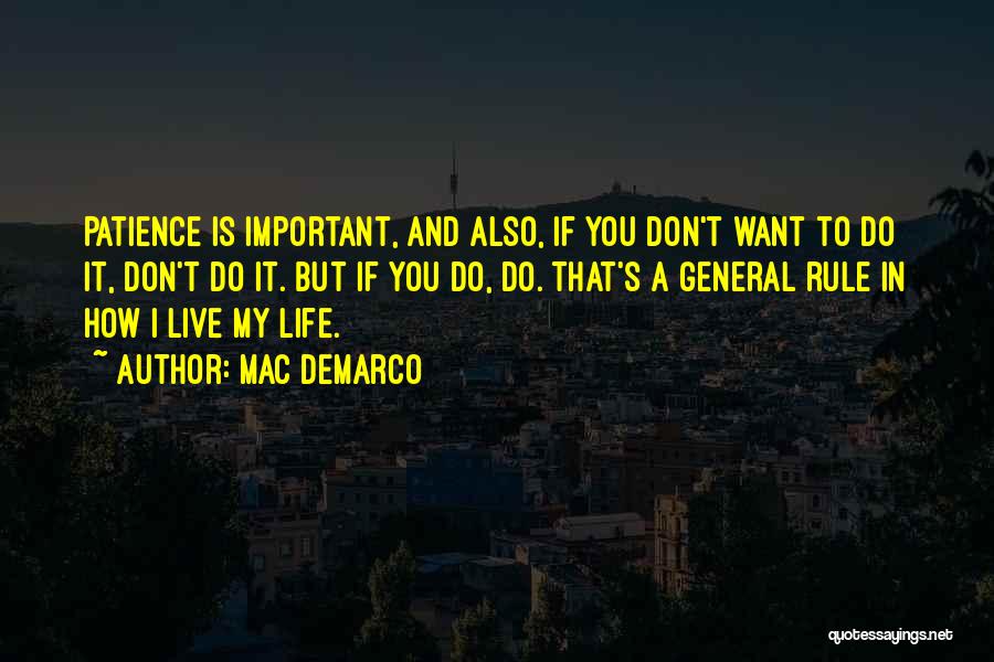 Mac DeMarco Quotes: Patience Is Important, And Also, If You Don't Want To Do It, Don't Do It. But If You Do, Do.