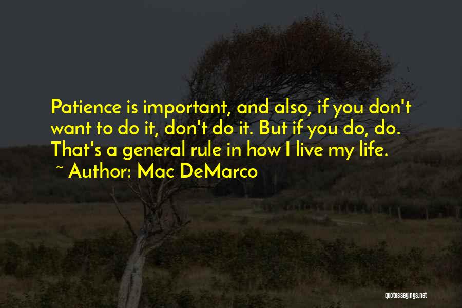 Mac DeMarco Quotes: Patience Is Important, And Also, If You Don't Want To Do It, Don't Do It. But If You Do, Do.