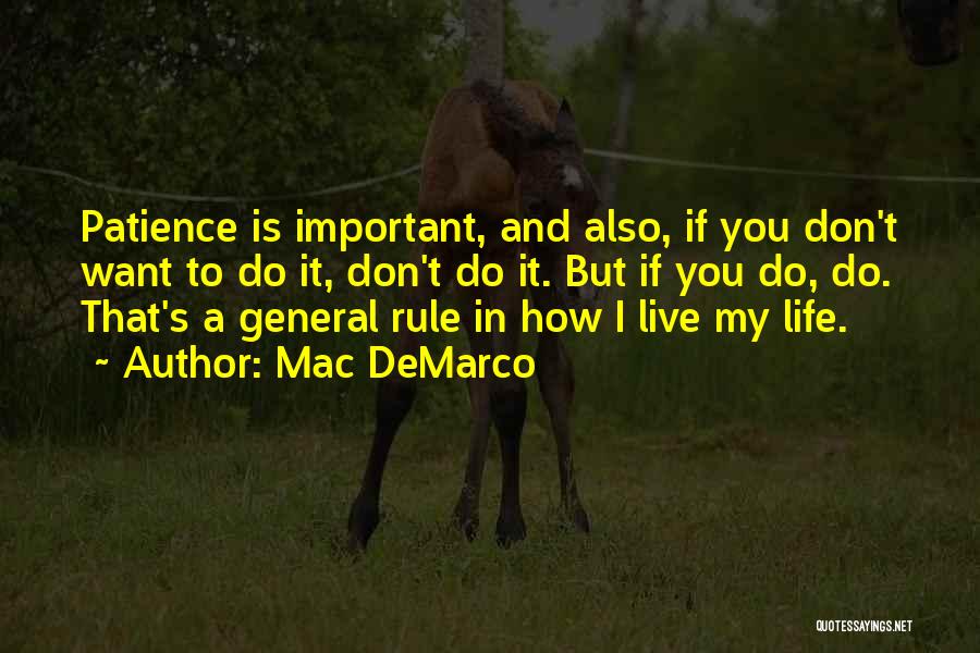 Mac DeMarco Quotes: Patience Is Important, And Also, If You Don't Want To Do It, Don't Do It. But If You Do, Do.