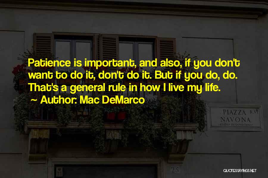 Mac DeMarco Quotes: Patience Is Important, And Also, If You Don't Want To Do It, Don't Do It. But If You Do, Do.