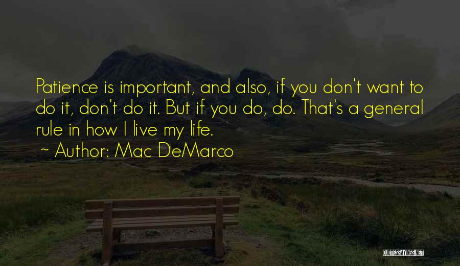 Mac DeMarco Quotes: Patience Is Important, And Also, If You Don't Want To Do It, Don't Do It. But If You Do, Do.