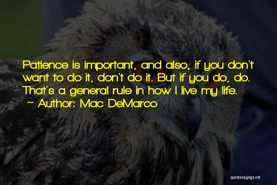 Mac DeMarco Quotes: Patience Is Important, And Also, If You Don't Want To Do It, Don't Do It. But If You Do, Do.