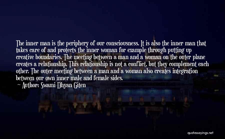 Swami Dhyan Giten Quotes: The Inner Man Is The Periphery Of Our Consciousness. It Is Also The Inner Man That Takes Care Of And