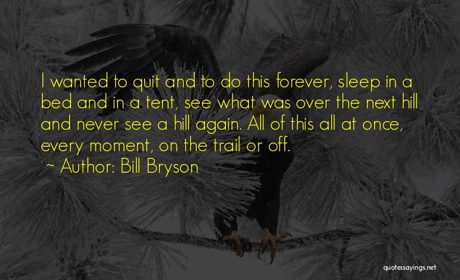 Bill Bryson Quotes: I Wanted To Quit And To Do This Forever, Sleep In A Bed And In A Tent, See What Was