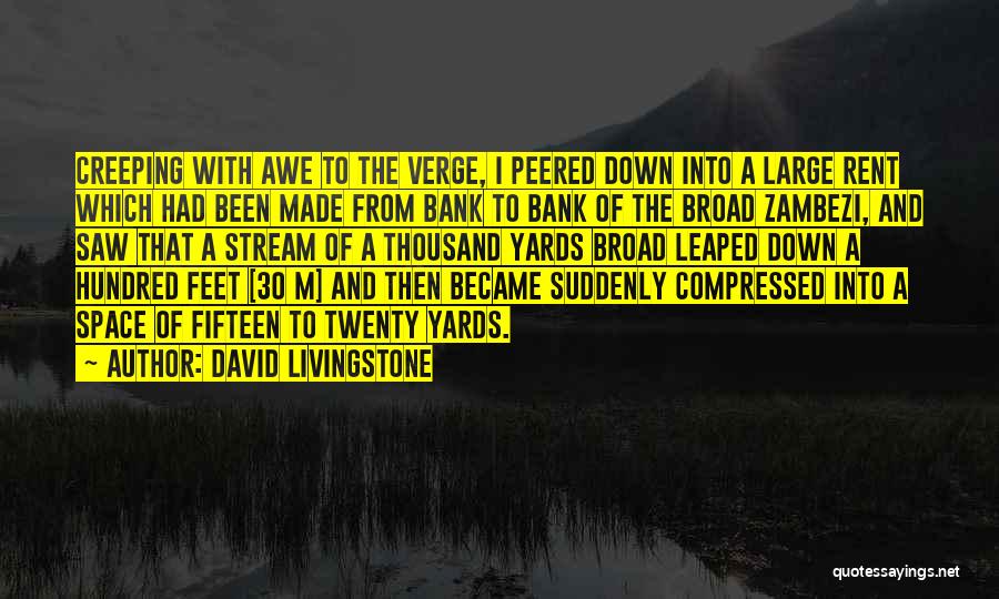 David Livingstone Quotes: Creeping With Awe To The Verge, I Peered Down Into A Large Rent Which Had Been Made From Bank To