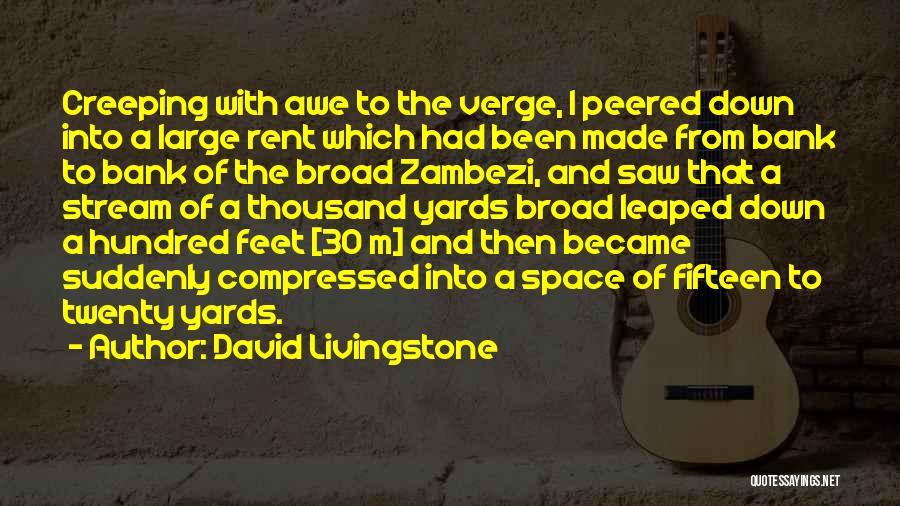 David Livingstone Quotes: Creeping With Awe To The Verge, I Peered Down Into A Large Rent Which Had Been Made From Bank To