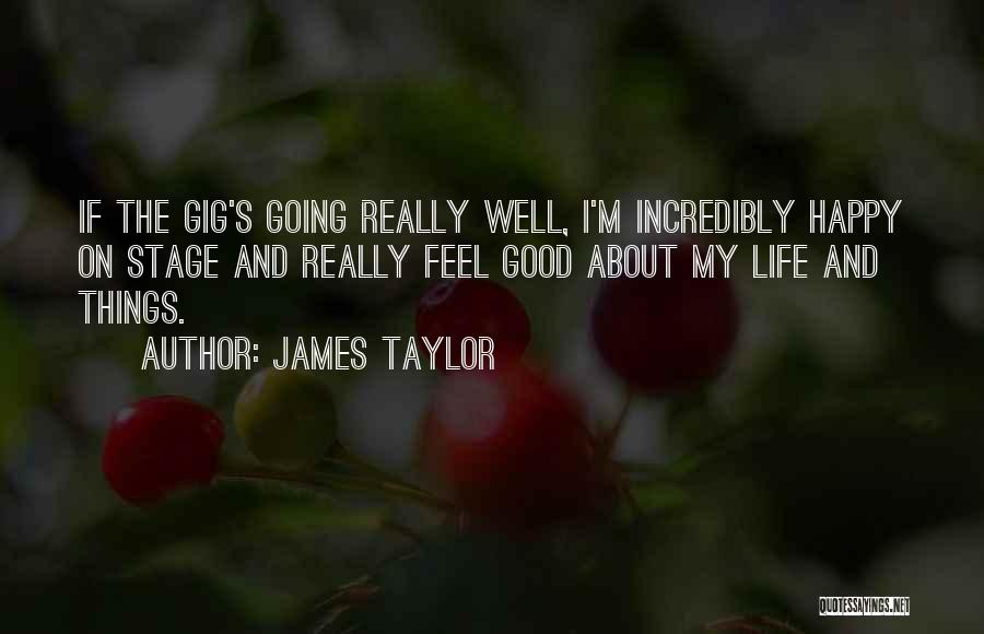 James Taylor Quotes: If The Gig's Going Really Well, I'm Incredibly Happy On Stage And Really Feel Good About My Life And Things.