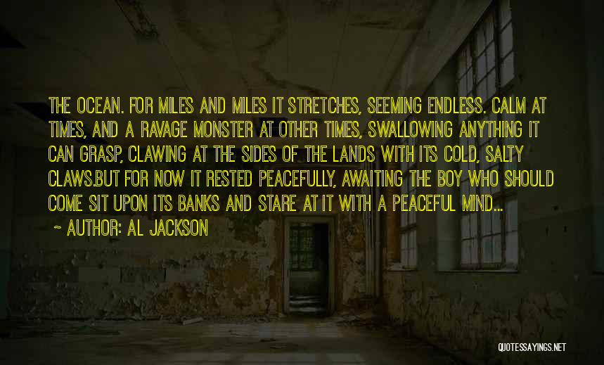 Al Jackson Quotes: The Ocean. For Miles And Miles It Stretches, Seeming Endless. Calm At Times, And A Ravage Monster At Other Times,