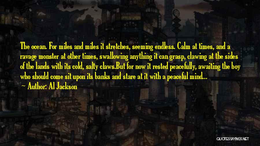 Al Jackson Quotes: The Ocean. For Miles And Miles It Stretches, Seeming Endless. Calm At Times, And A Ravage Monster At Other Times,