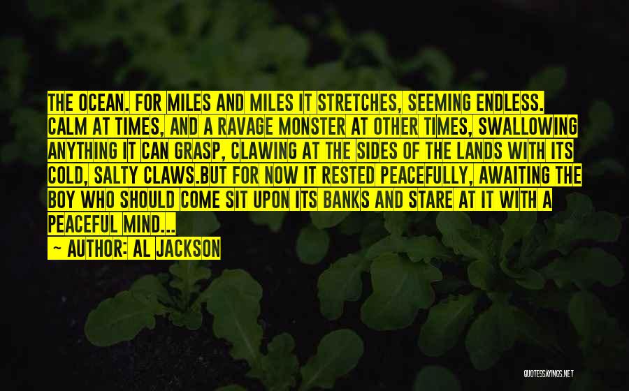 Al Jackson Quotes: The Ocean. For Miles And Miles It Stretches, Seeming Endless. Calm At Times, And A Ravage Monster At Other Times,