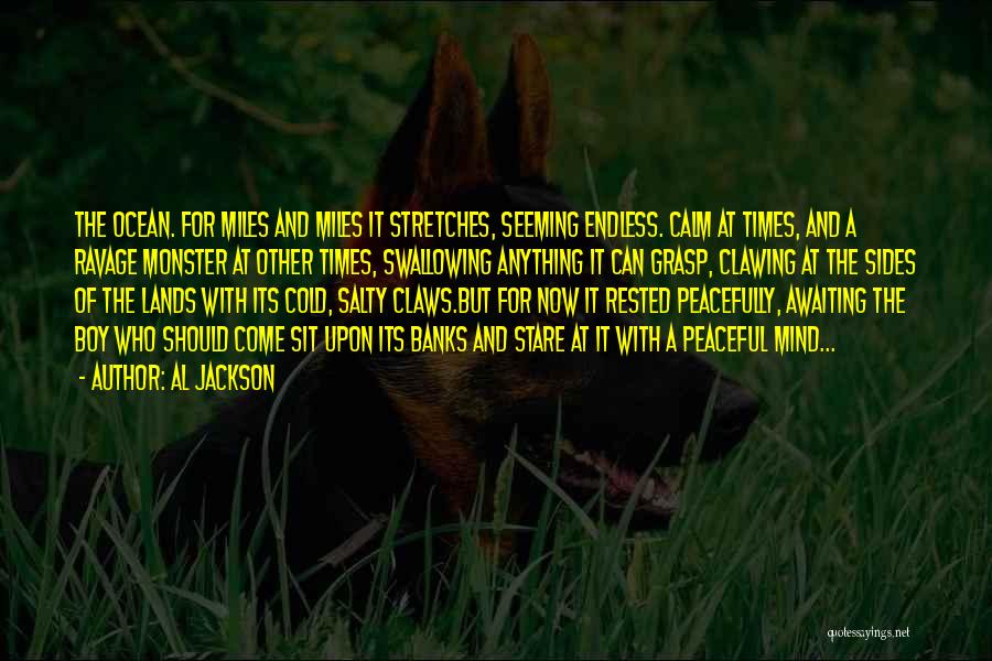 Al Jackson Quotes: The Ocean. For Miles And Miles It Stretches, Seeming Endless. Calm At Times, And A Ravage Monster At Other Times,