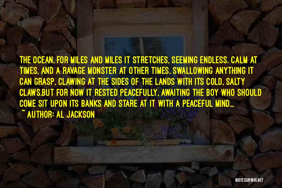 Al Jackson Quotes: The Ocean. For Miles And Miles It Stretches, Seeming Endless. Calm At Times, And A Ravage Monster At Other Times,