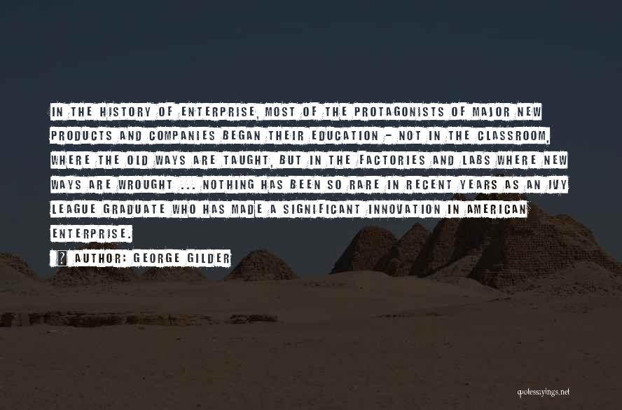 George Gilder Quotes: In The History Of Enterprise, Most Of The Protagonists Of Major New Products And Companies Began Their Education - Not