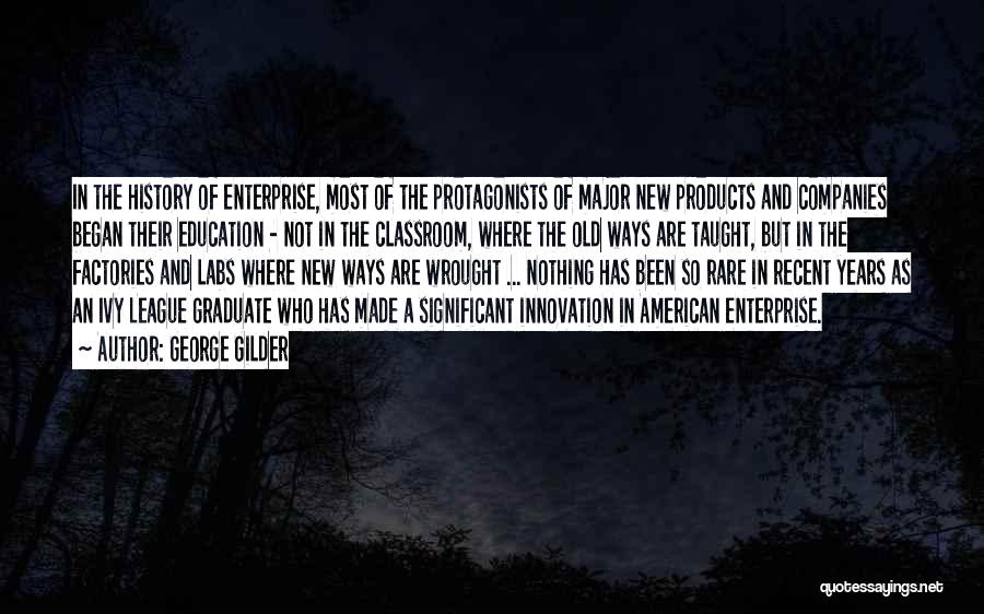 George Gilder Quotes: In The History Of Enterprise, Most Of The Protagonists Of Major New Products And Companies Began Their Education - Not