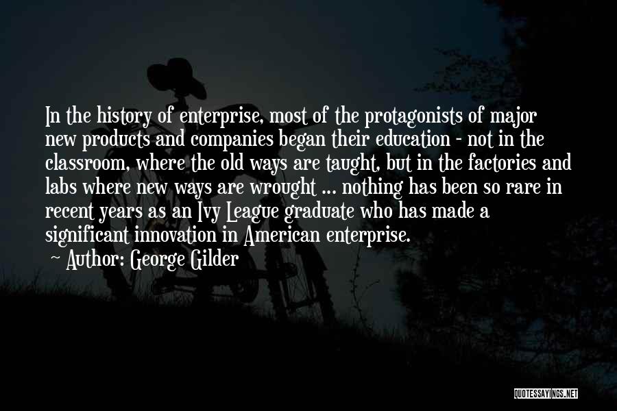 George Gilder Quotes: In The History Of Enterprise, Most Of The Protagonists Of Major New Products And Companies Began Their Education - Not