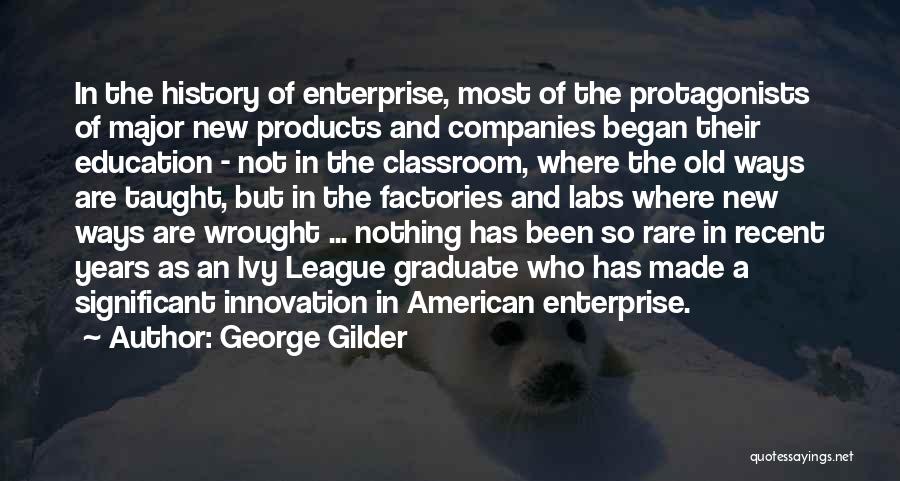 George Gilder Quotes: In The History Of Enterprise, Most Of The Protagonists Of Major New Products And Companies Began Their Education - Not