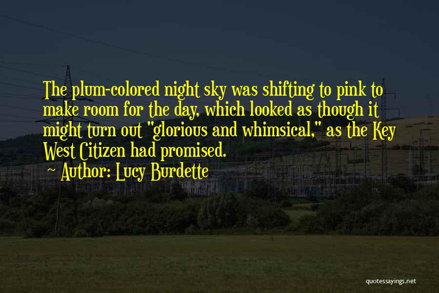 Lucy Burdette Quotes: The Plum-colored Night Sky Was Shifting To Pink To Make Room For The Day, Which Looked As Though It Might