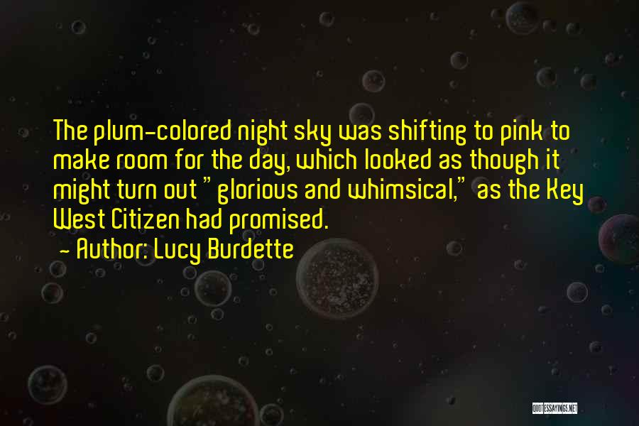 Lucy Burdette Quotes: The Plum-colored Night Sky Was Shifting To Pink To Make Room For The Day, Which Looked As Though It Might