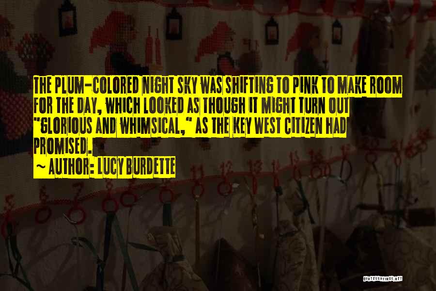 Lucy Burdette Quotes: The Plum-colored Night Sky Was Shifting To Pink To Make Room For The Day, Which Looked As Though It Might