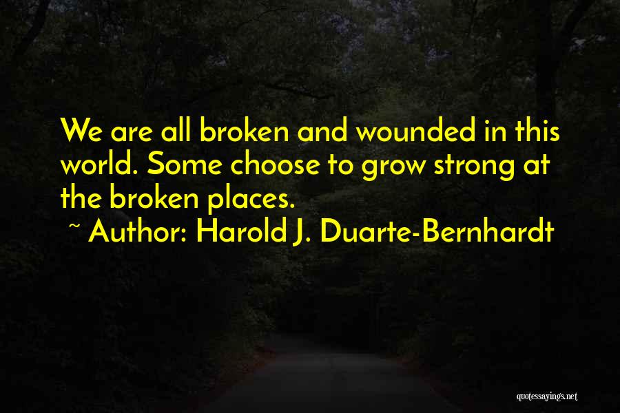 Harold J. Duarte-Bernhardt Quotes: We Are All Broken And Wounded In This World. Some Choose To Grow Strong At The Broken Places.