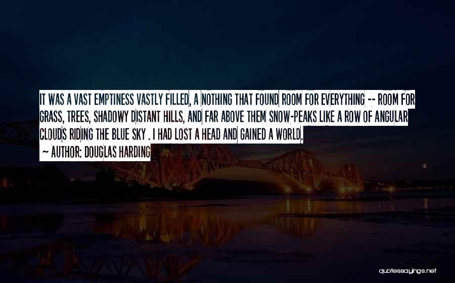 Douglas Harding Quotes: It Was A Vast Emptiness Vastly Filled, A Nothing That Found Room For Everything -- Room For Grass, Trees, Shadowy