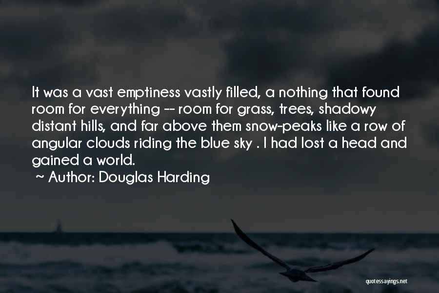 Douglas Harding Quotes: It Was A Vast Emptiness Vastly Filled, A Nothing That Found Room For Everything -- Room For Grass, Trees, Shadowy