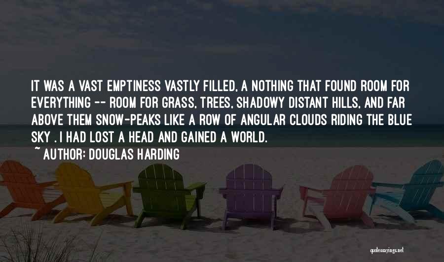 Douglas Harding Quotes: It Was A Vast Emptiness Vastly Filled, A Nothing That Found Room For Everything -- Room For Grass, Trees, Shadowy