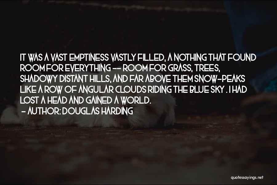 Douglas Harding Quotes: It Was A Vast Emptiness Vastly Filled, A Nothing That Found Room For Everything -- Room For Grass, Trees, Shadowy