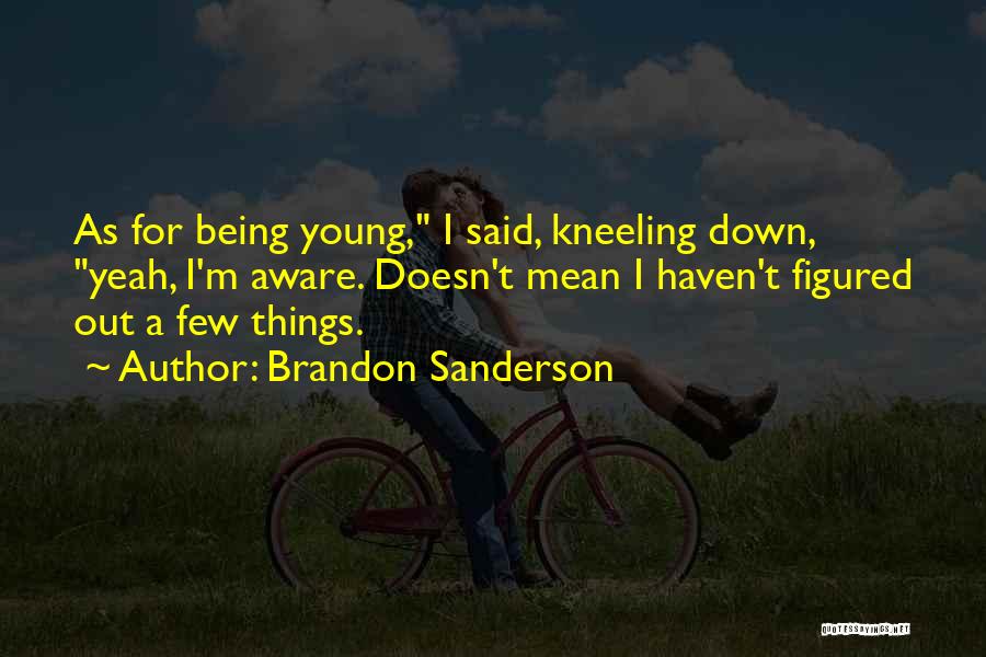 Brandon Sanderson Quotes: As For Being Young, I Said, Kneeling Down, Yeah, I'm Aware. Doesn't Mean I Haven't Figured Out A Few Things.