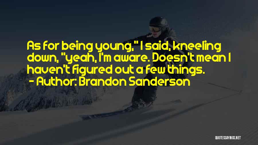 Brandon Sanderson Quotes: As For Being Young, I Said, Kneeling Down, Yeah, I'm Aware. Doesn't Mean I Haven't Figured Out A Few Things.