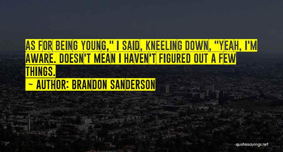Brandon Sanderson Quotes: As For Being Young, I Said, Kneeling Down, Yeah, I'm Aware. Doesn't Mean I Haven't Figured Out A Few Things.