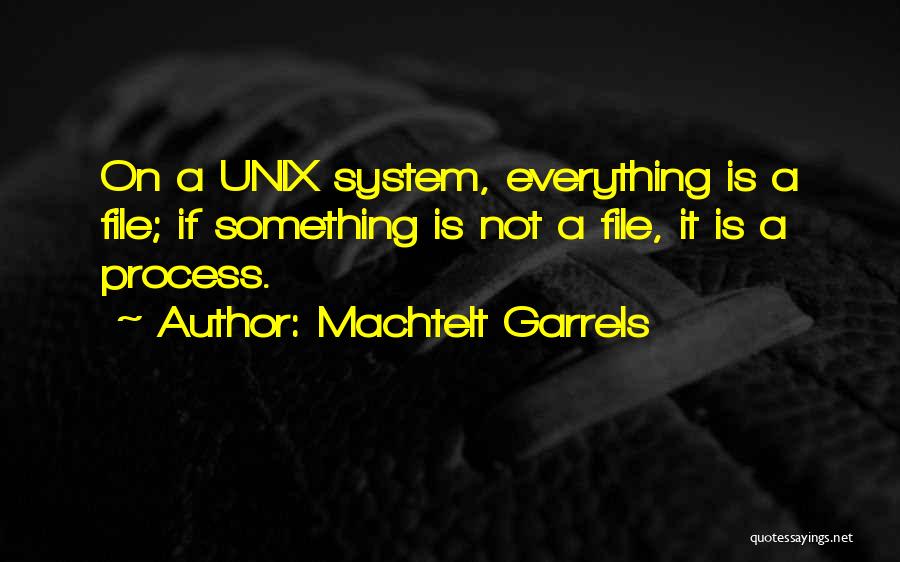 Machtelt Garrels Quotes: On A Unix System, Everything Is A File; If Something Is Not A File, It Is A Process.