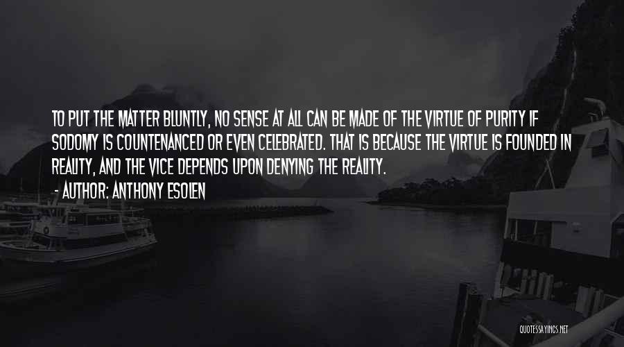 Anthony Esolen Quotes: To Put The Matter Bluntly, No Sense At All Can Be Made Of The Virtue Of Purity If Sodomy Is