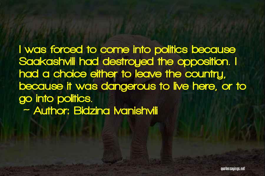 Bidzina Ivanishvili Quotes: I Was Forced To Come Into Politics Because Saakashvili Had Destroyed The Opposition. I Had A Choice Either To Leave