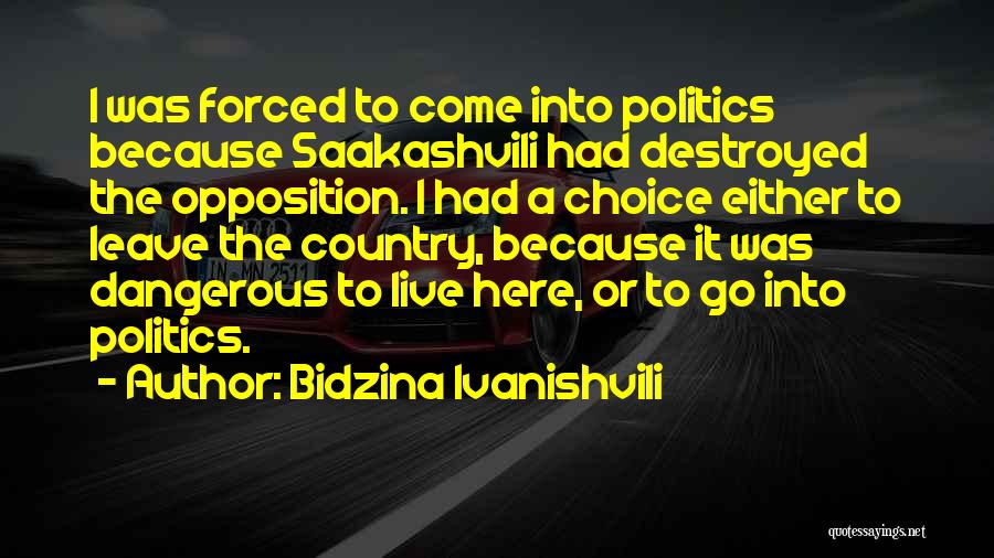 Bidzina Ivanishvili Quotes: I Was Forced To Come Into Politics Because Saakashvili Had Destroyed The Opposition. I Had A Choice Either To Leave
