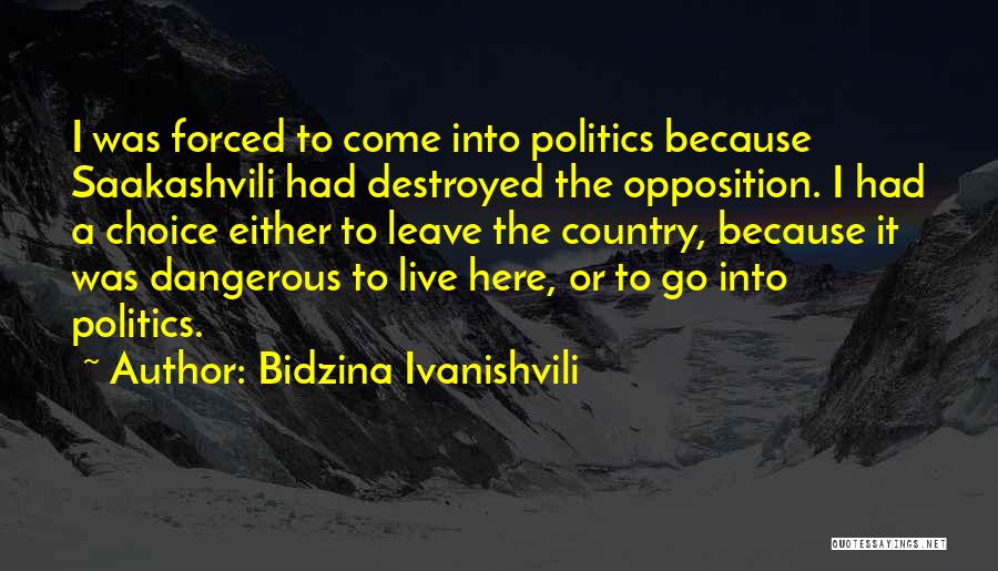 Bidzina Ivanishvili Quotes: I Was Forced To Come Into Politics Because Saakashvili Had Destroyed The Opposition. I Had A Choice Either To Leave