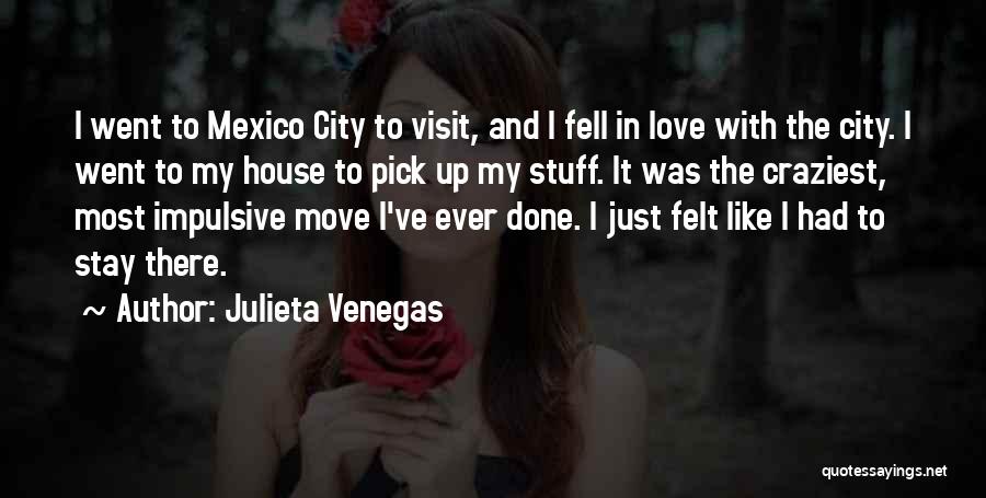 Julieta Venegas Quotes: I Went To Mexico City To Visit, And I Fell In Love With The City. I Went To My House