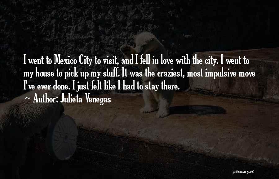 Julieta Venegas Quotes: I Went To Mexico City To Visit, And I Fell In Love With The City. I Went To My House